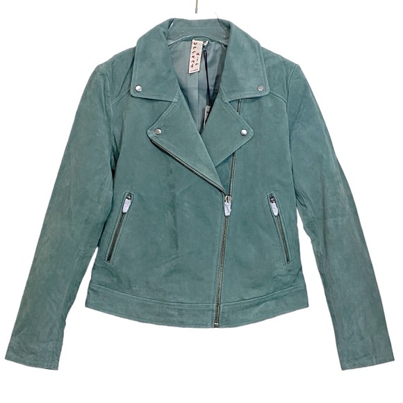 CURRENT AIR LOS ANGELES - NWT - SZ LARGE - PALE GREEN MOTO JACKET #1720303 - Picture 1 of 15